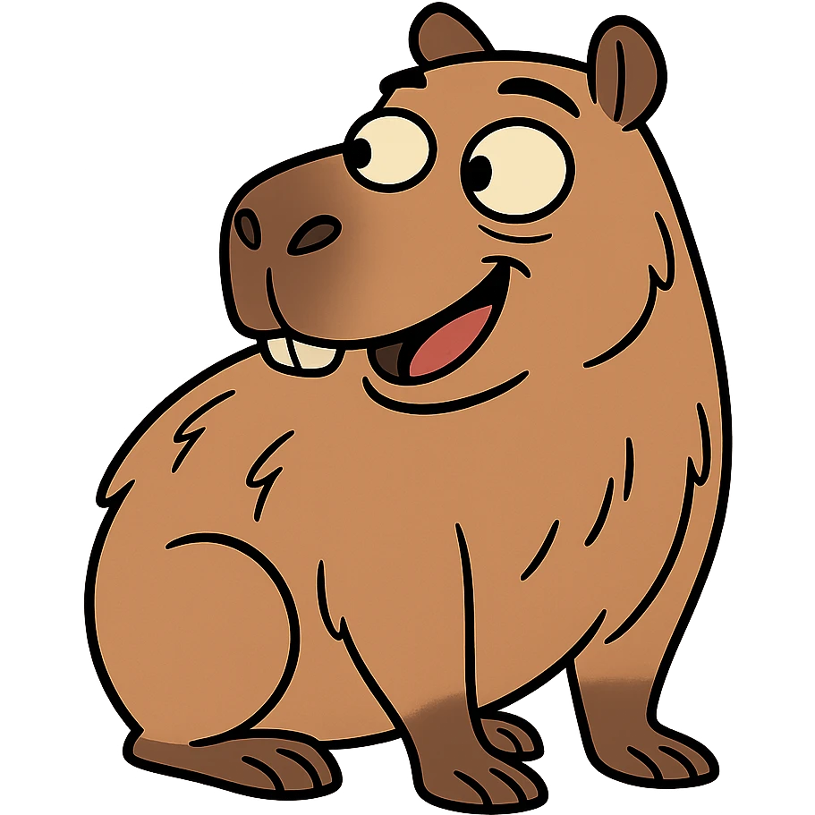 playful capybara looking to the side, cartoon style emoji