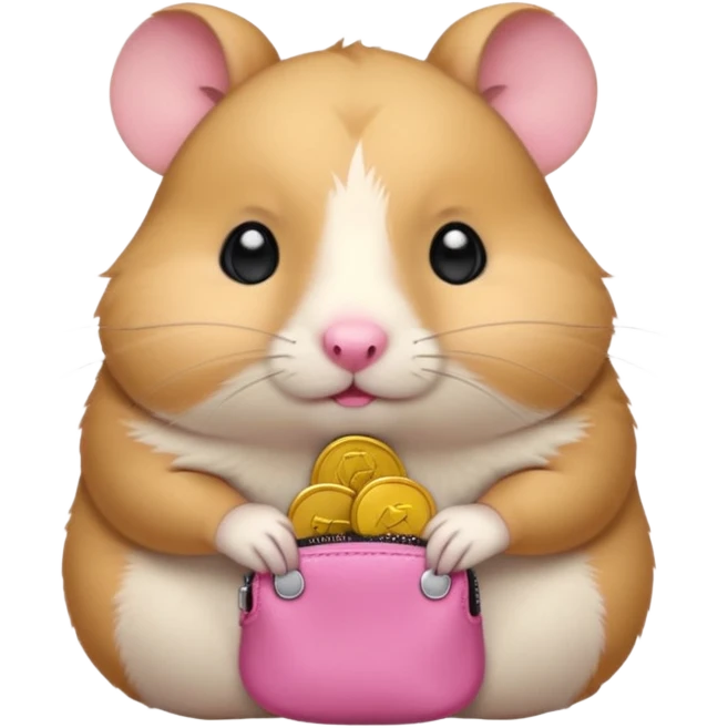 cartoon-style hamster melancholy expression opening his coin purse to showcase nothing emoji