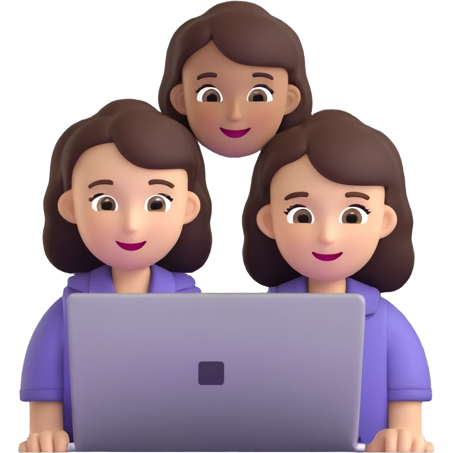 boy and girl on a video call, laptops with faces on screen, happy conversation emoji