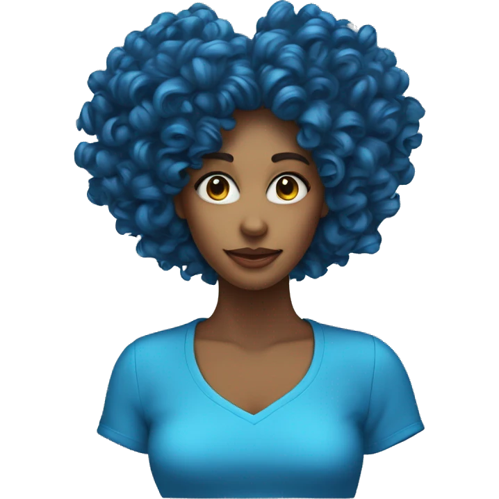 Blue heart on a woman’s head with curly hair  emoji