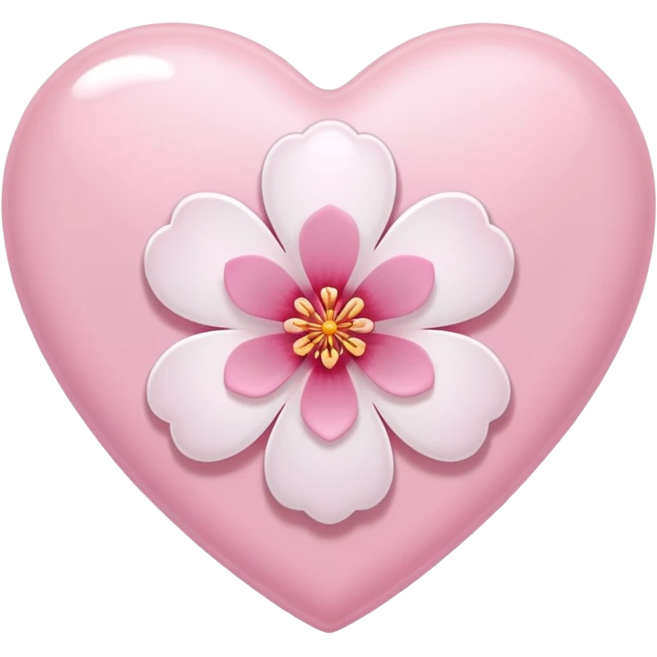 white heart with a single sakura blossom emoji