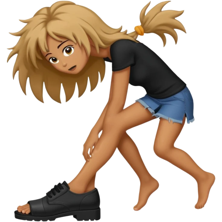 a foot placed on a girl's hair as if the foot were crushing her head emoji