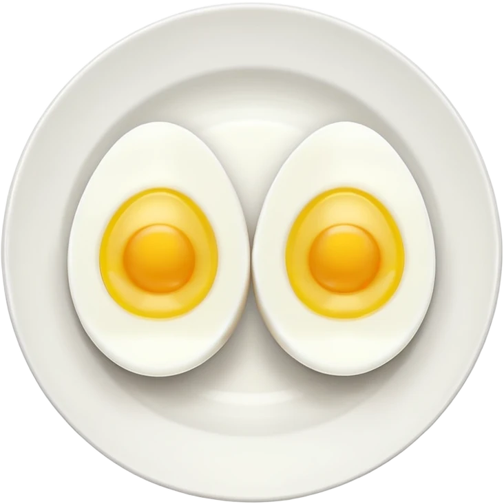 Two boil eggs in a restaurant plate cut in half emoji