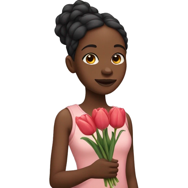Black girl holding a tulip emoji