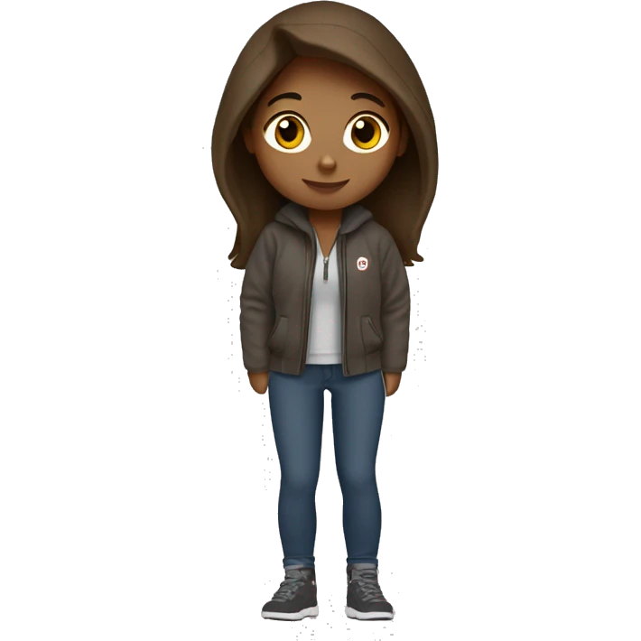 Brown haired girl, wearing Carhartt and Lululemon emoji