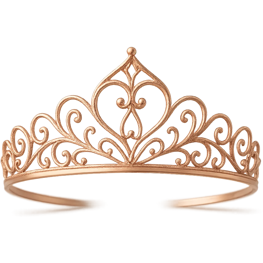 rose gold tiara, elegant, metallic, delicate, minimal background emoji