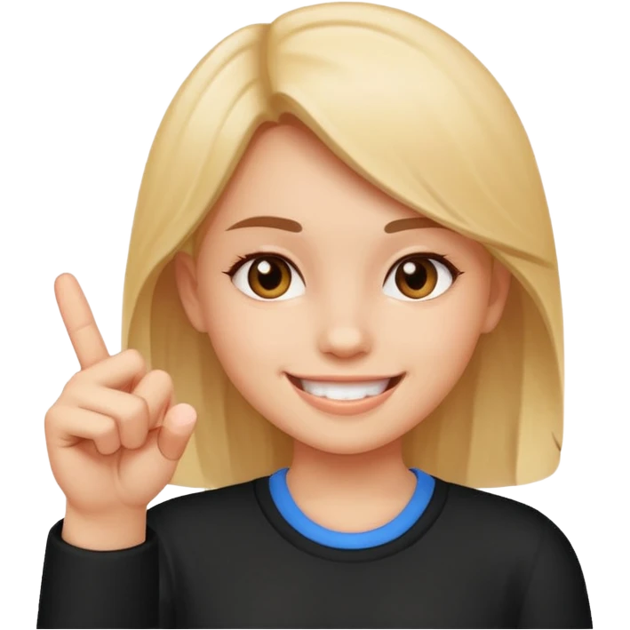Middle finger with girl smiling emoji