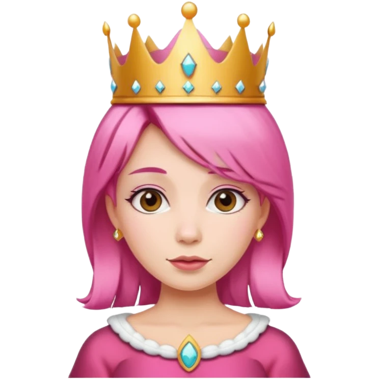 cute queen with pink hair and queen crown emoji