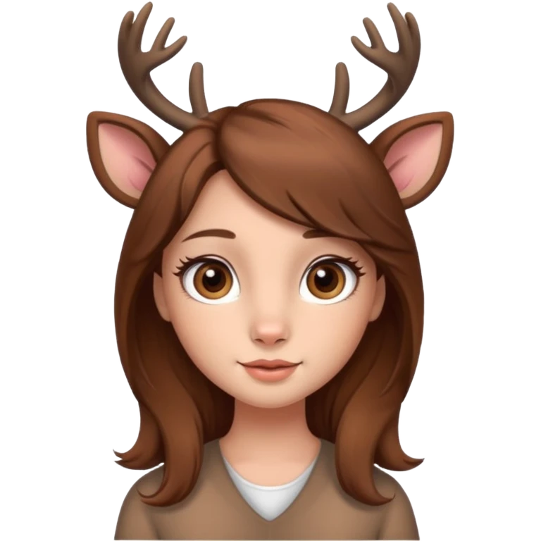 Make a cute girl deer with brown hair and big brown eyes give her cute lashes emoji
