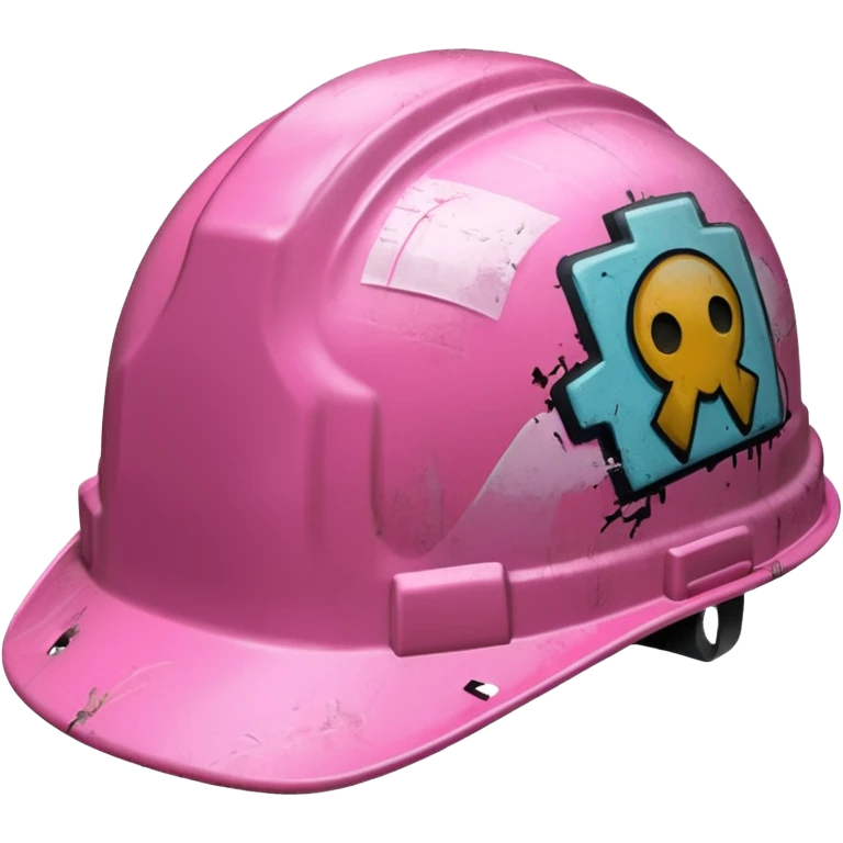 pink hard hat with graffity "PLAVLEYS" emoji