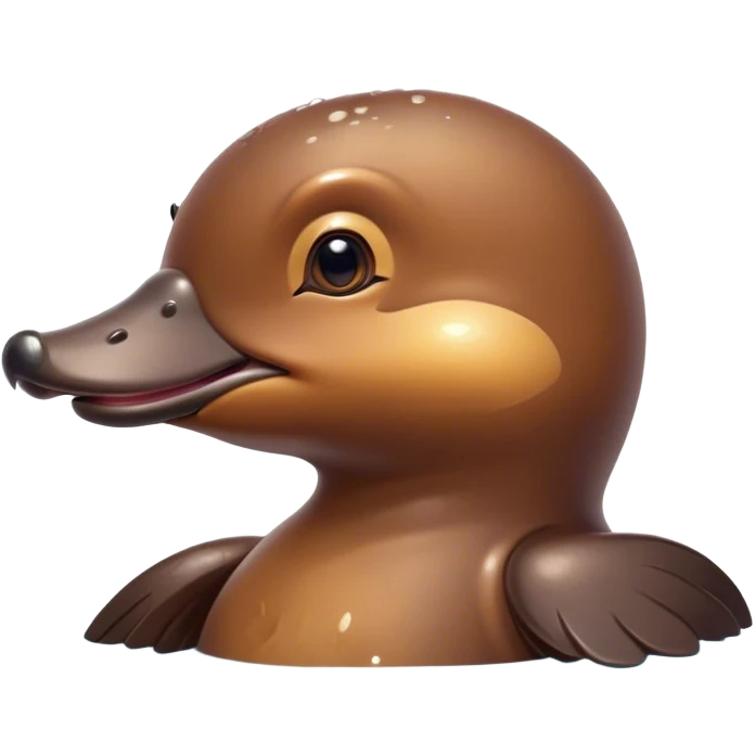 Cinematic Cute Platypus Portrait Emoji, Head tilted playfully and inquisitively, featuring a glossy brown fur with a charming, flat duckbill and round, sparkling eyes brimming with quirky wonder, Simplified yet irresistibly adorable features, highly detailed, glowing with a warm, friendly glow, high shine, affectionate and whimsical, stylized with a touch of aquatic playfulness, bright and endearing, soft glowing outline, capturing the essence of a mischievous yet lovable platypus, so playful it feels like it could waddle out of the screen into your arms! emoji