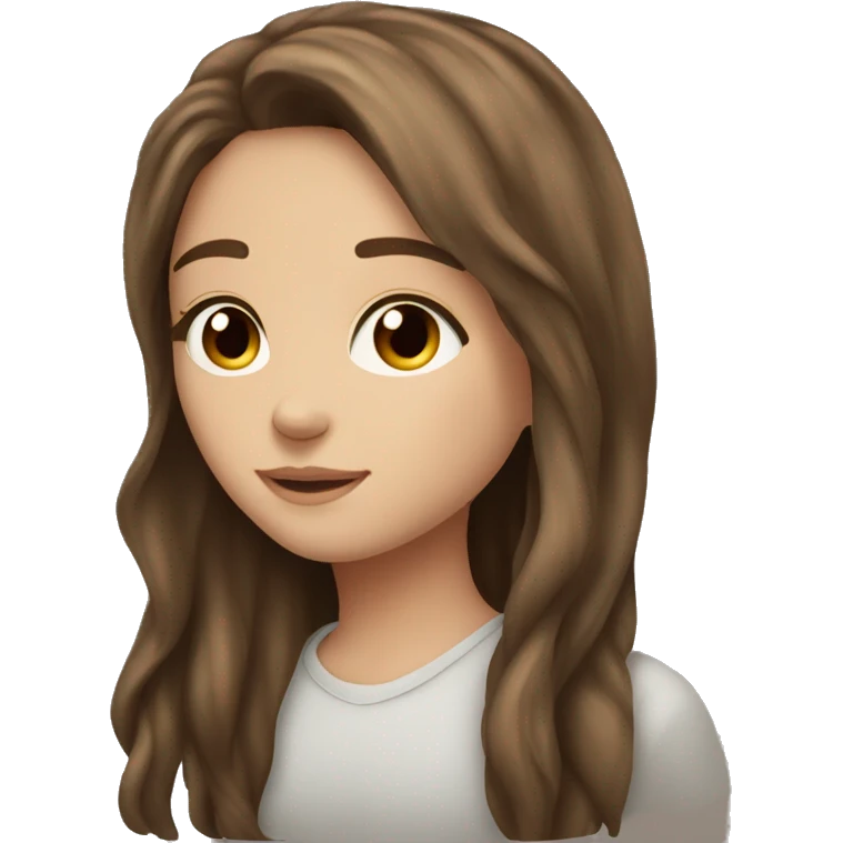 very pretty brown hair brown eye fair skin long hair girl emoji