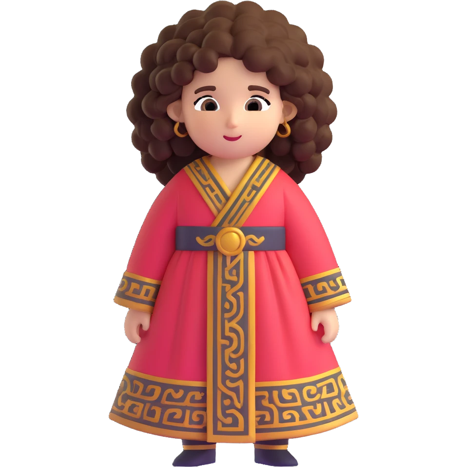 Beautiful Greek character with big puffy curly hair wearing cute traditional clothing emoji