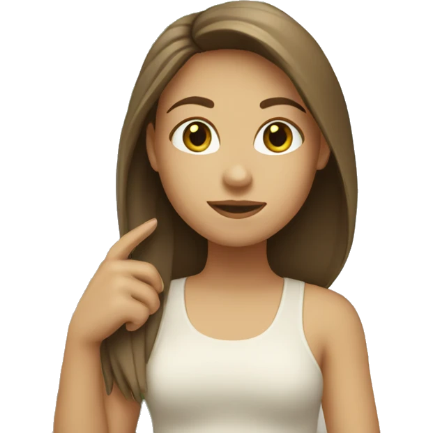 White girl with straight brown hair carrying small palm tree emoji