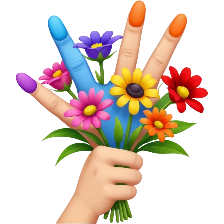 A bouquet of flowers with middle fingers replacing the flowers emoji