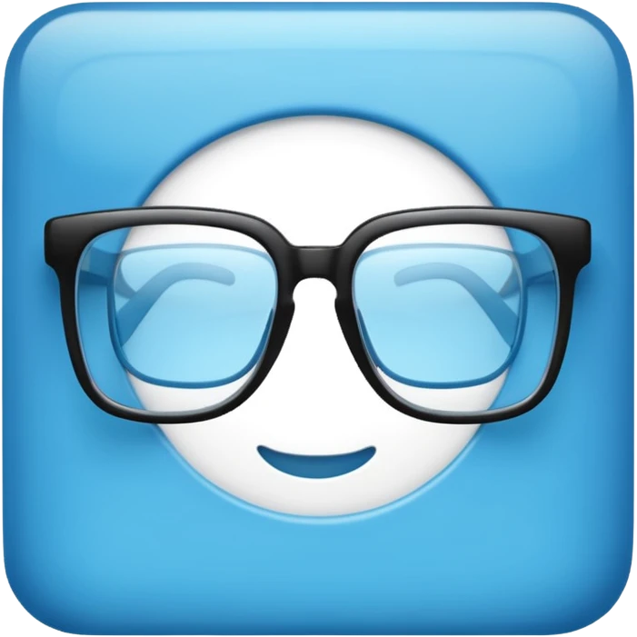 sky-blue square, slightly thick frame, glossy surface,Only glasses. emoji