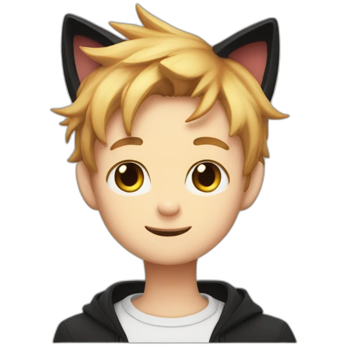 solo smile cat boy munch with black cat ears  emoji