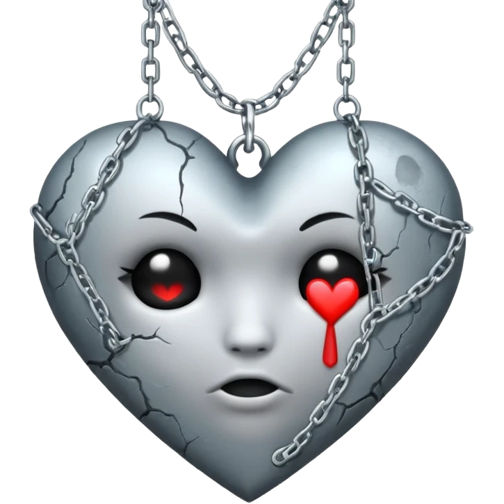 emo heart with full moon and silver chains emoji