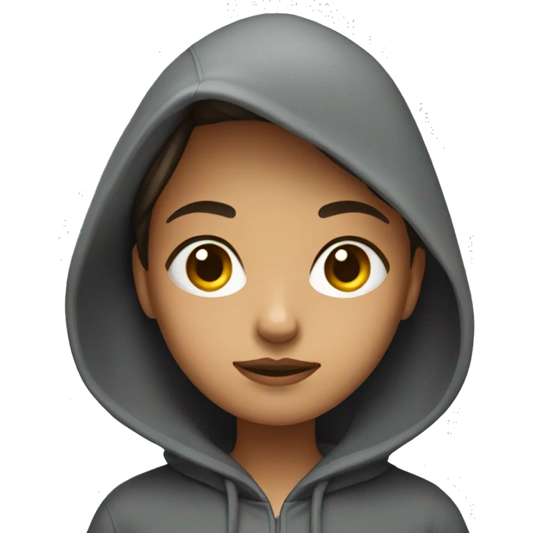 A girl looking mysterious to the side wearing hoodie emoji