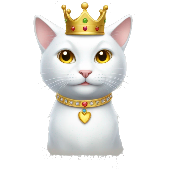 white cat with crown emoji