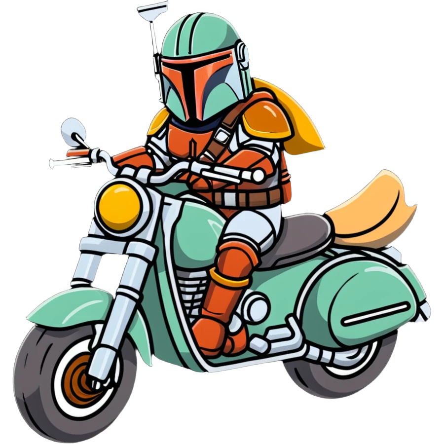 Mandalorian on a motorcycle emoji