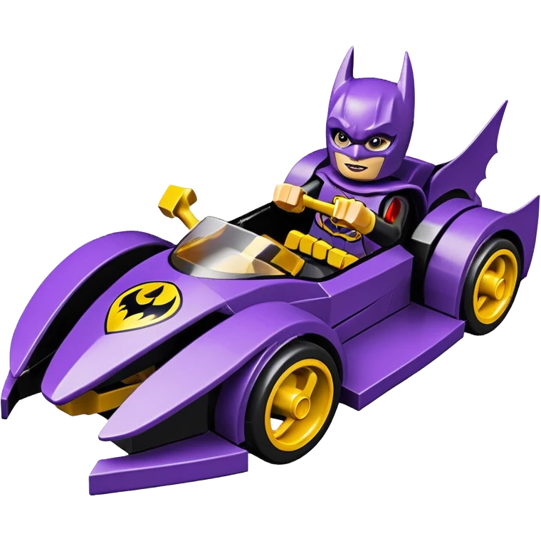 Hot wheels Lego BatGirl’s stealth burglar sporty futuristic pursuit mobile two seater car (reclined seating position) emoji