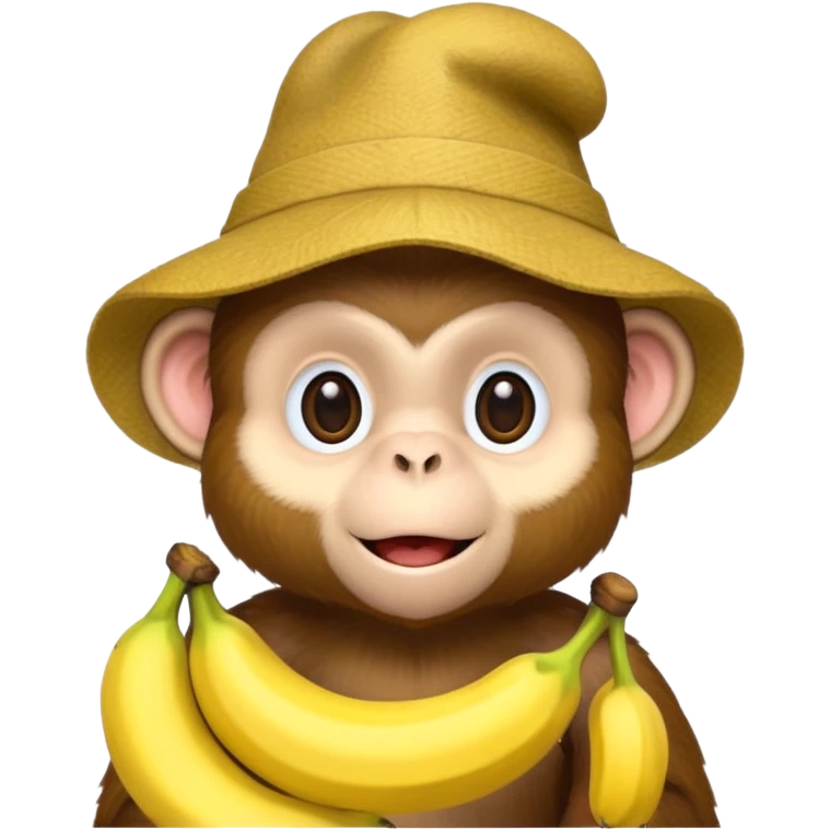 monkey with banana and wearing hat emoji
