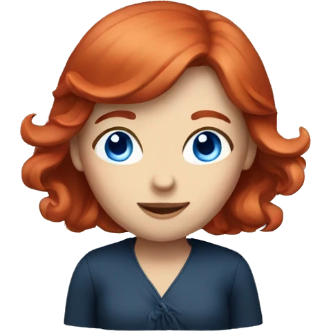 Red hair lady with blue eyes emoji
