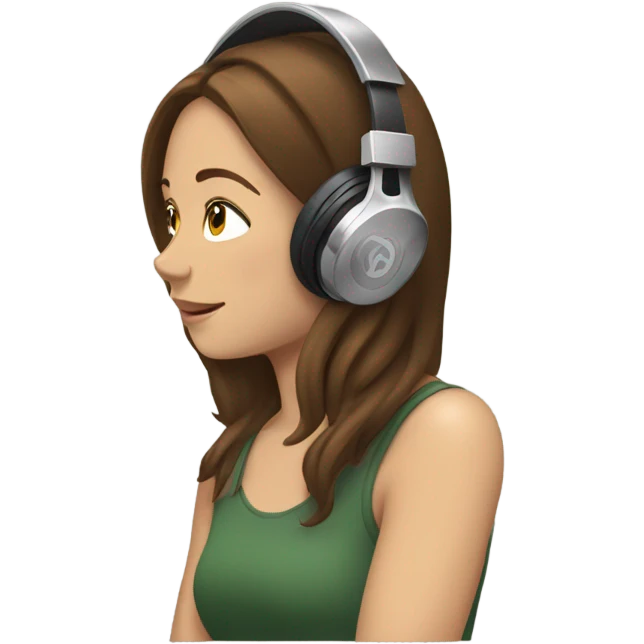 White brunette girl listening to music emoji