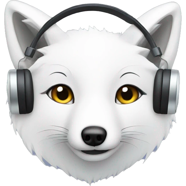 arctic fox wearing headphones  emoji