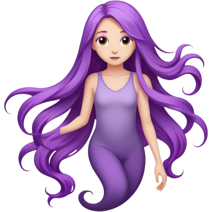 A girl with very long, flowing purple hair that cascades down her back emoji