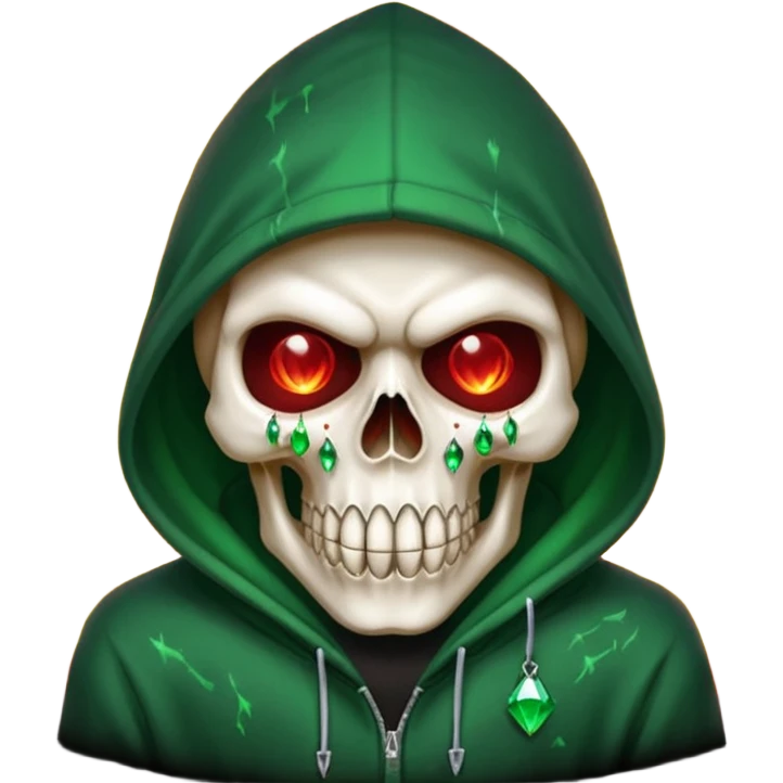 Bro I wanna skull with hoodie on the hoodie has to be on fire and I want matrix blood with the codes and weird numbers spilling out eyes and mouth almost give him a diamond grill in his mouth make it shinny where is the matrix symbols  emoji