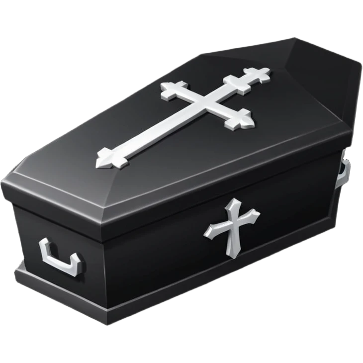 Gothic Victorian black coffin with a tiny white cross on it  emoji