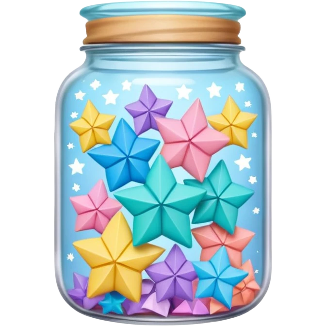 a transparent jar with pastel origami stars inside emoji