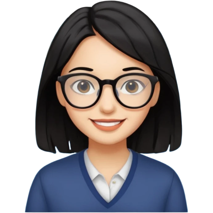 de una chica morena clara con cabellos negro y lago con lentes emoji