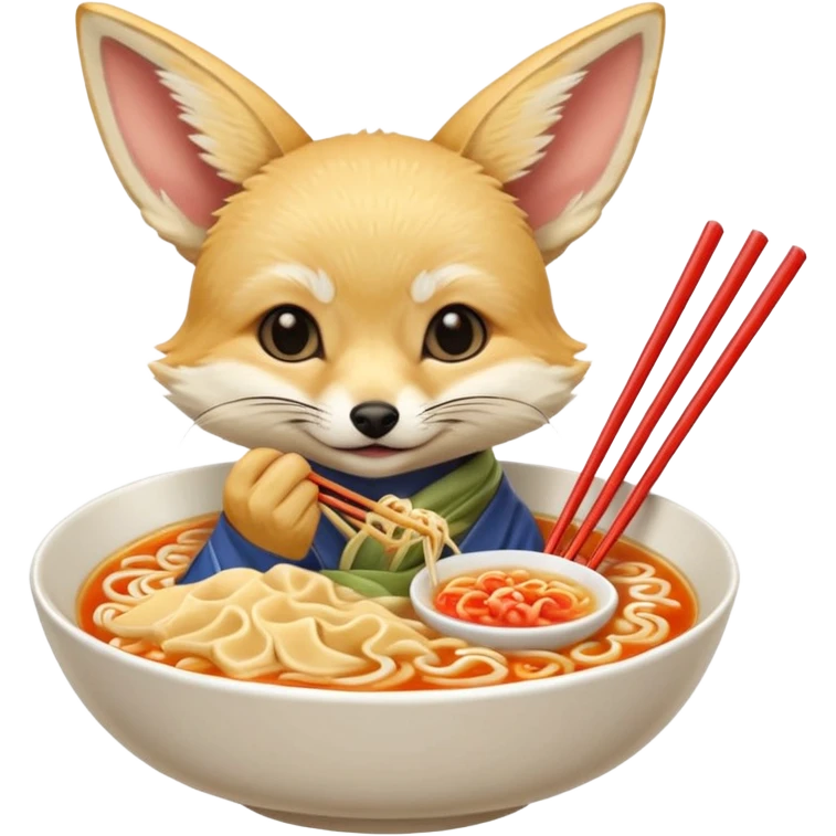 Fennec fox eating Japanese style ramen  emoji