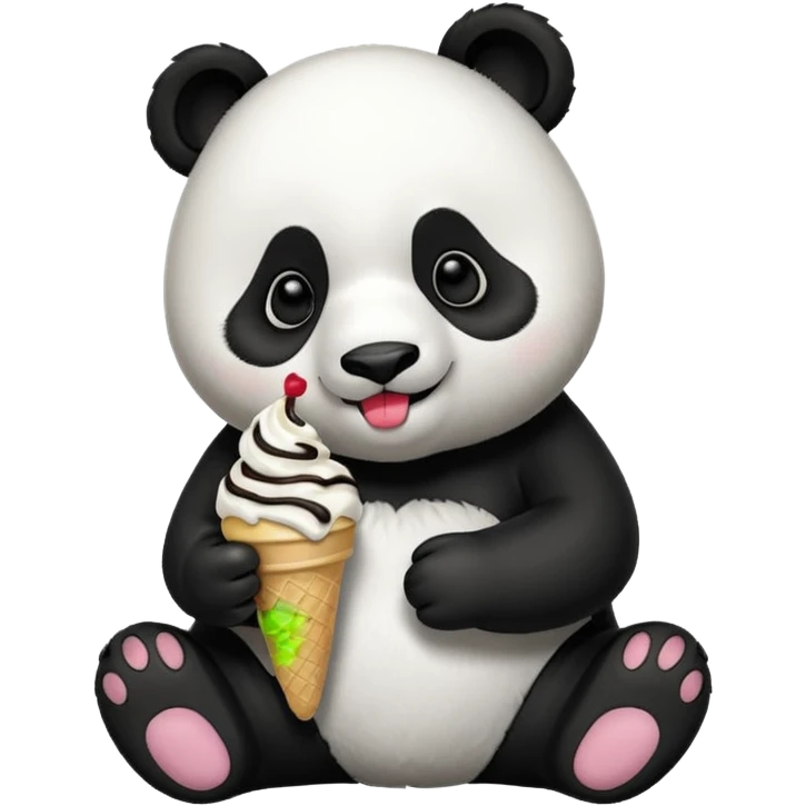 Panda eating ice cream emoji