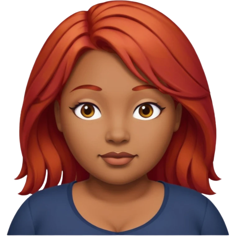 Plus size red hair brown face small eyes emoji