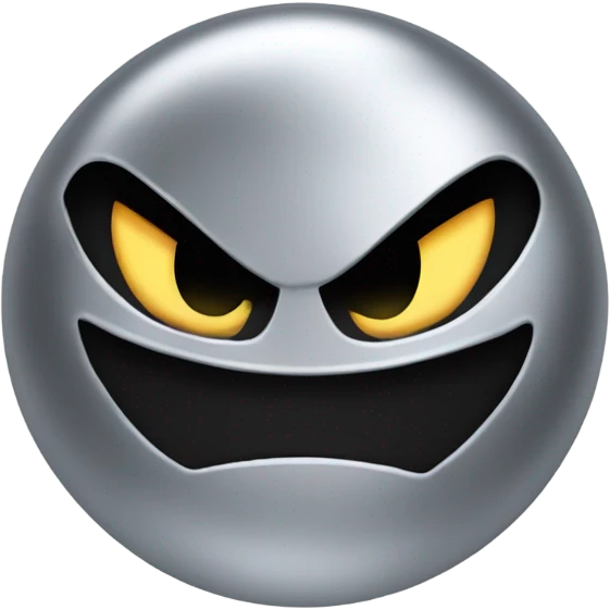Metal Kirby ball with black mad eyebrows  emoji