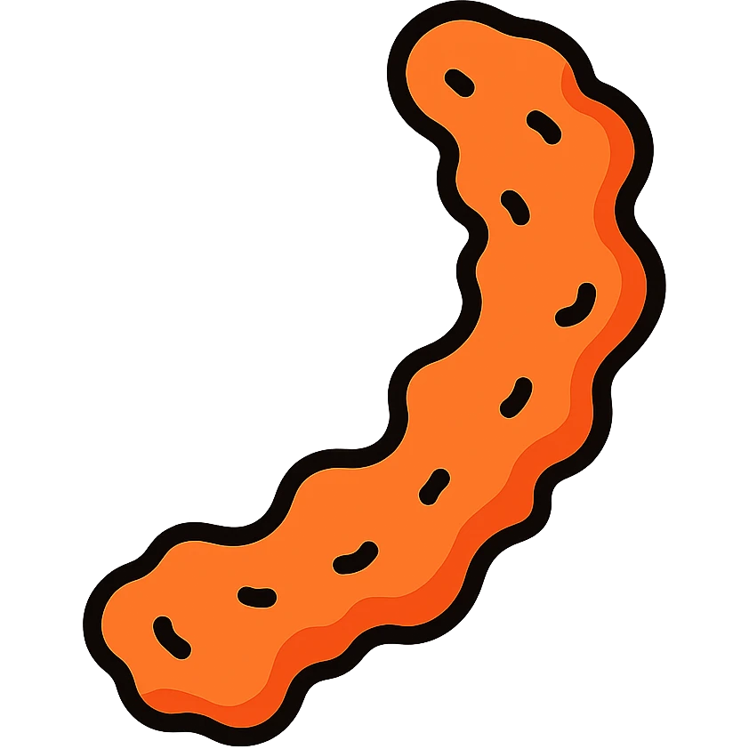 a single crunchy Cheeto snack, stylized, bold color outlines emoji