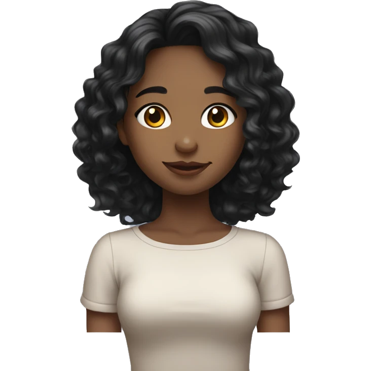 cute girl and black wavy hair emoji