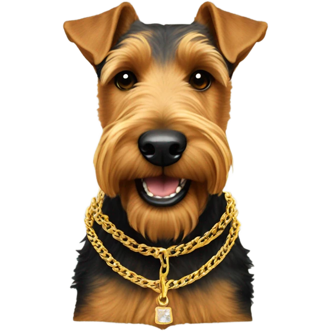 Welsh terrier with gold teeth and chains emoji