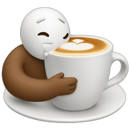 A person hugging a cup of cappuccino  emoji