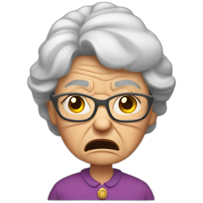 Angry grumpy old granny emoji