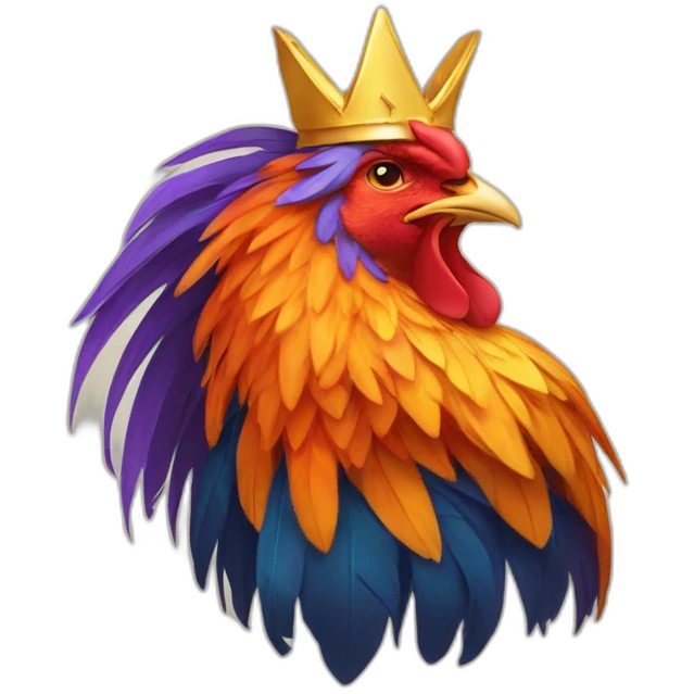 proud and howling phoenix rooster with a crown on its head emoji
