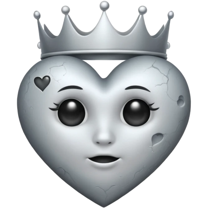 emo heart with full moon and silver crown emoji