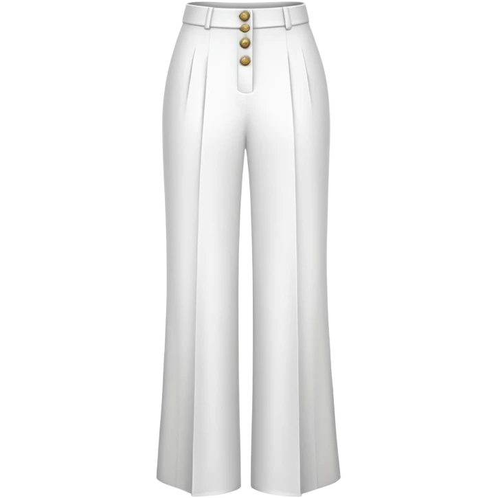 only the white palazzo pants garment, moderate wide leg dress pants, formal with button, isolated flat lay, no human, no model, just the clothing item on white background emoji