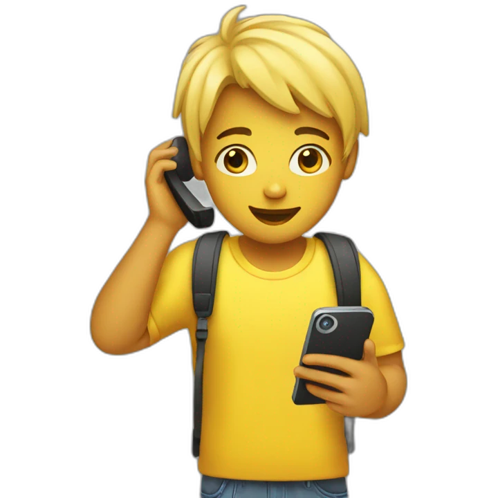 yellow young adult with phone emoji