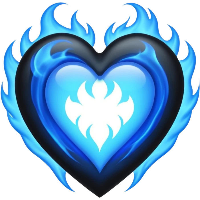 black heart with blue flames surrounding the perimiter  emoji