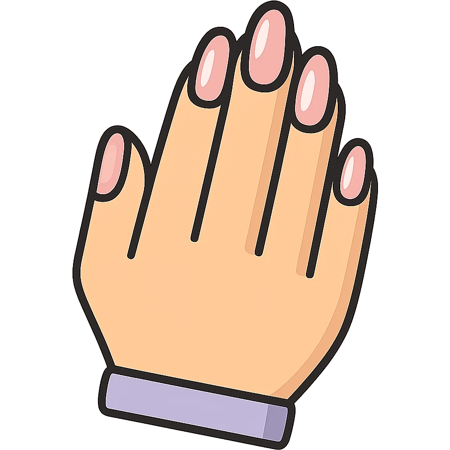 neat female hand with manicure, thin clean contours, elegant soft rounded shapes, pastel palette #98B5BC, #B5B3C1, #C9A3C9, #E4C0CA, #F7DCD1, #F7C0AA, detailed shadows and highlights, soft lighting, no background emoji